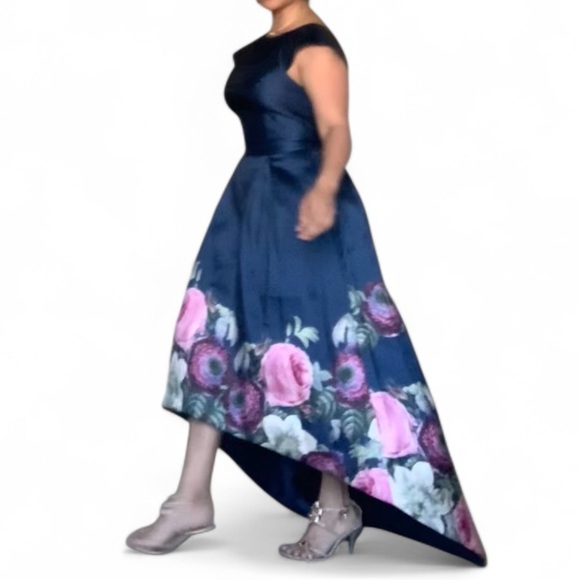 Chi Chi London Navy Floral High Low Dress - Small - Picture 6 of 15